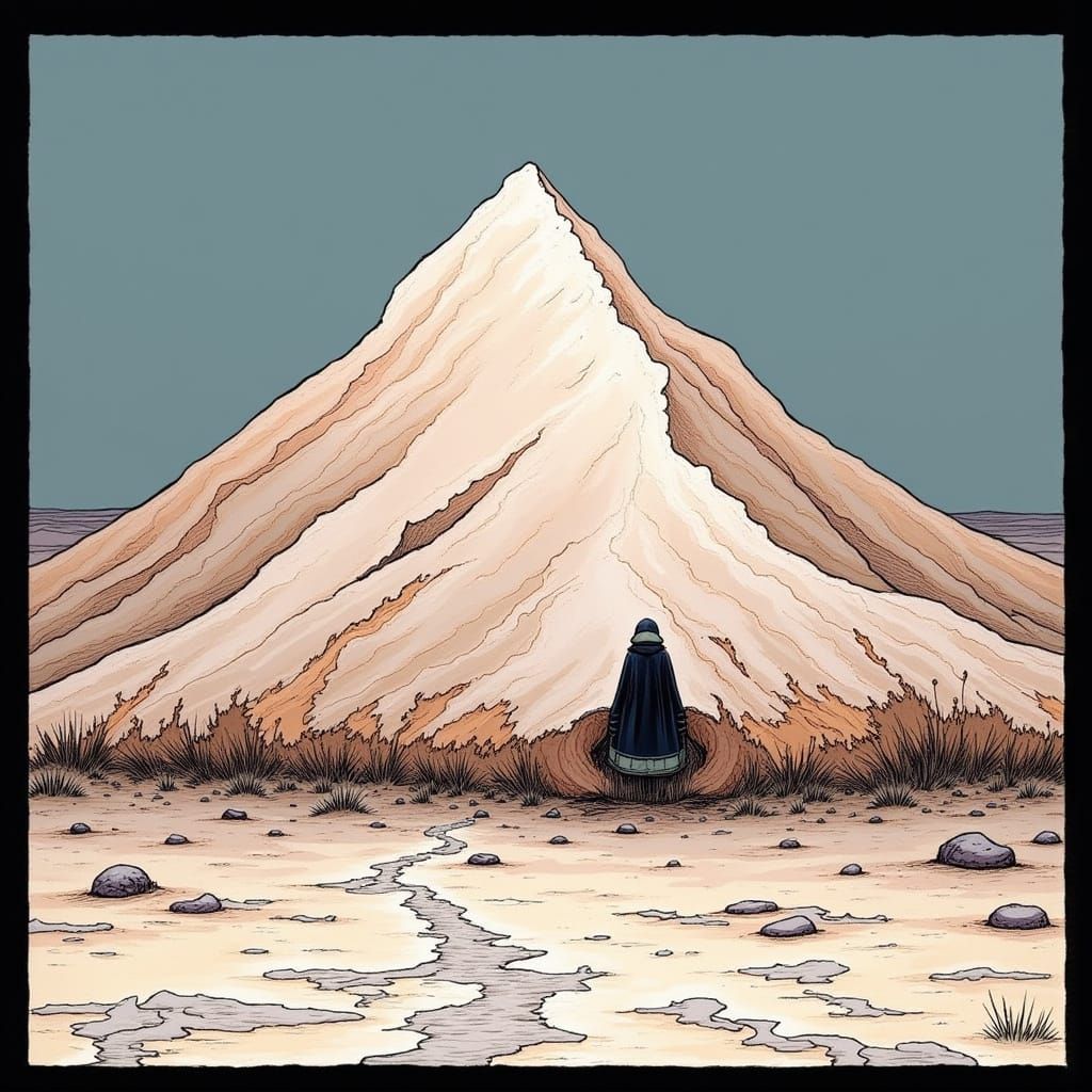 Woman Sitting Alone by Dune Near Spring