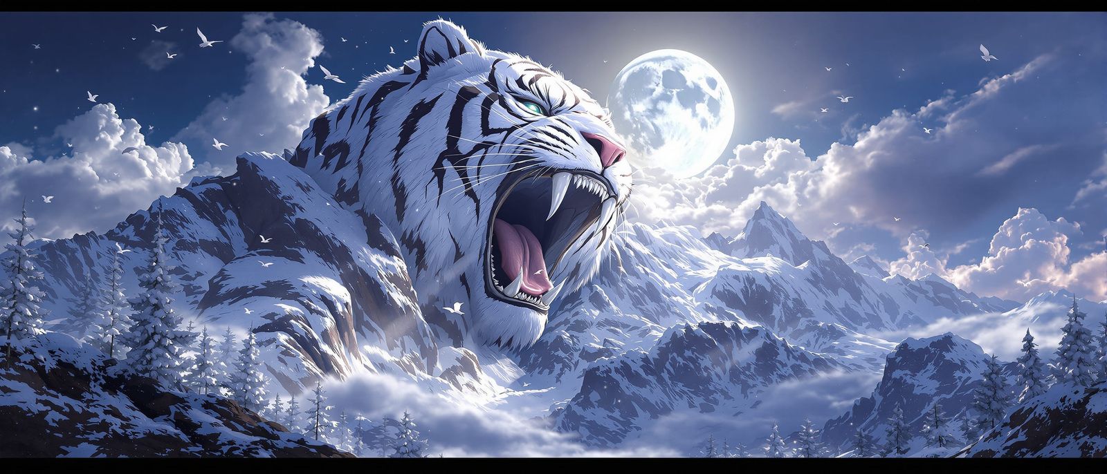 Giant Tiger Mountain Landscape in Hypermaximalist Style