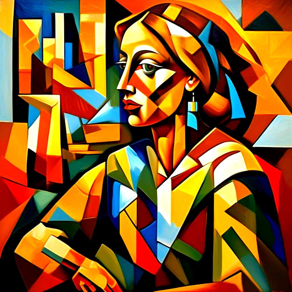 Cubist Woman Portrait in Picasso Style