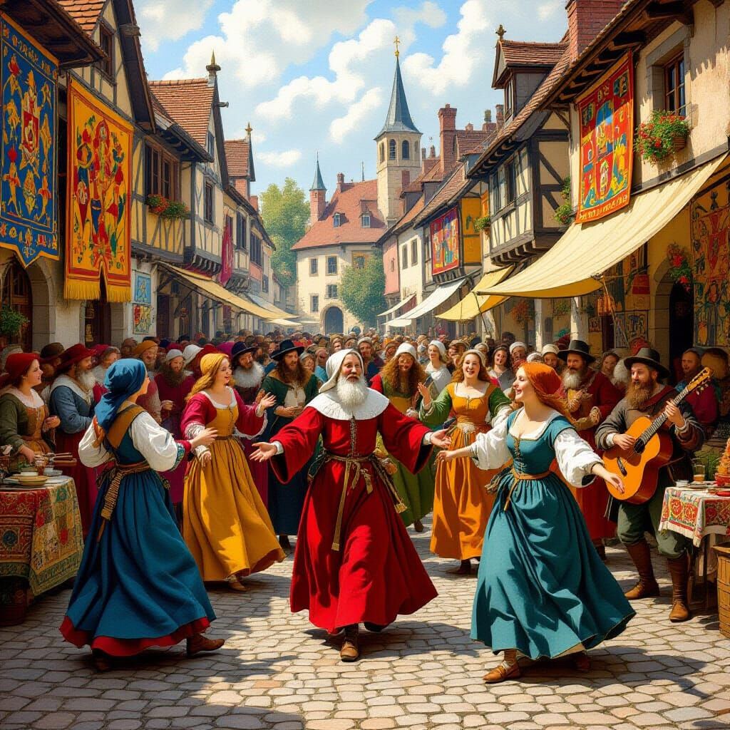 Medieval Villagers Dancing in Renaissance Style