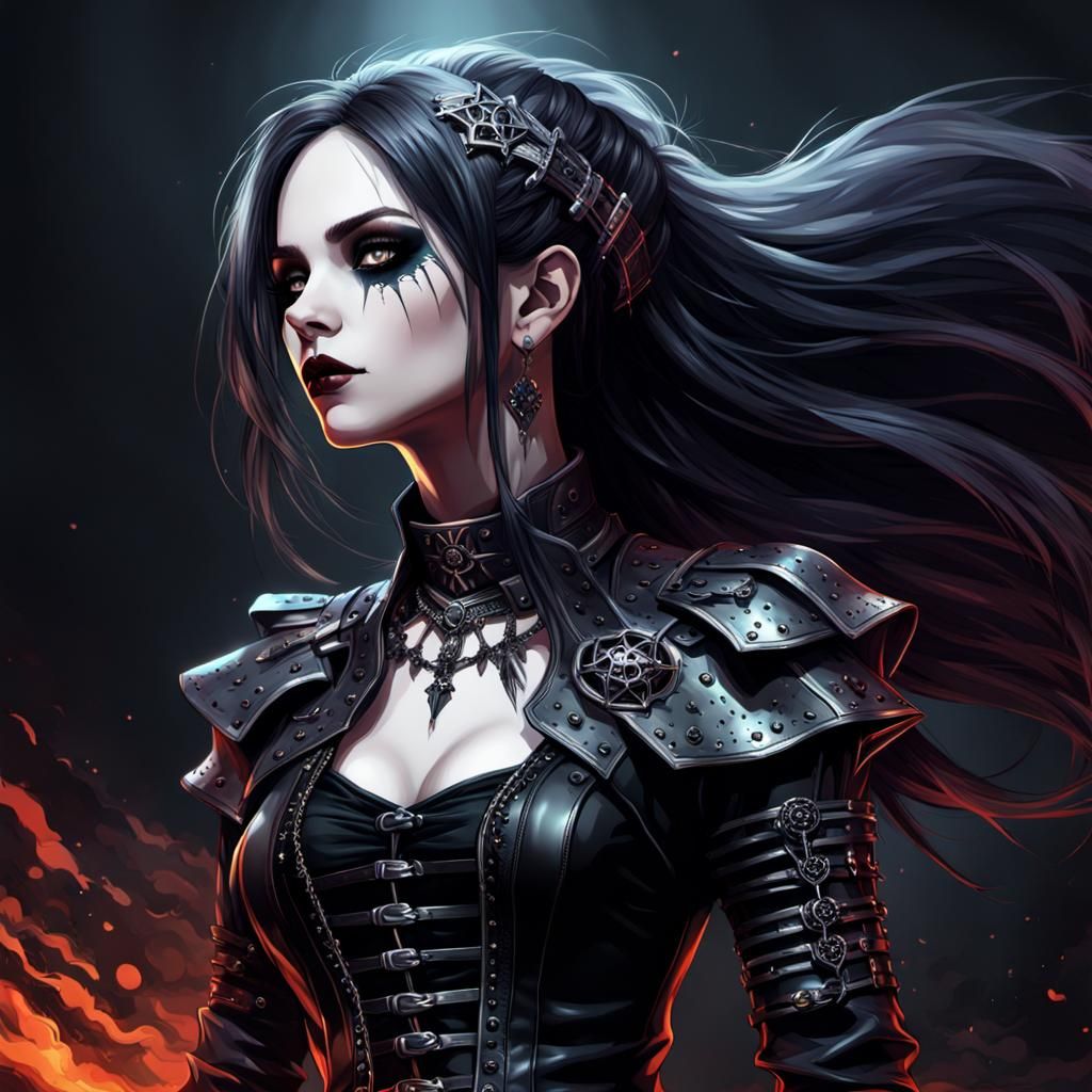 Gothic Metal Singer Digital Art in 8K