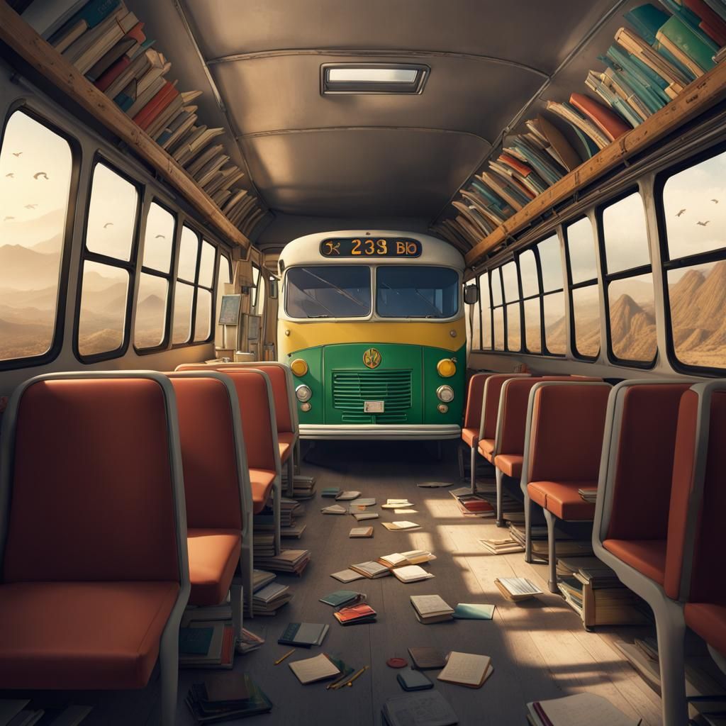 Bus Trip Leaving School Supplies: Fantasy Concept Art