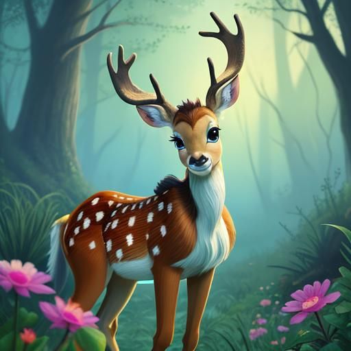 Bambi as Disney Princess in Pixar Style