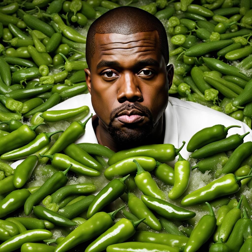 Kanye West Drowning in Jalapenos: Absurdist AI Art