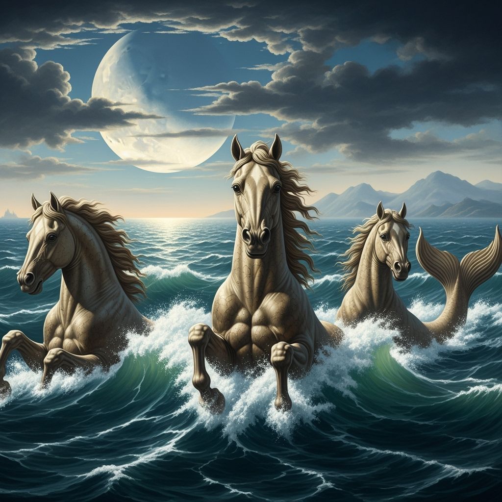 Renaissance Water Horses Ride Turbulent Waves