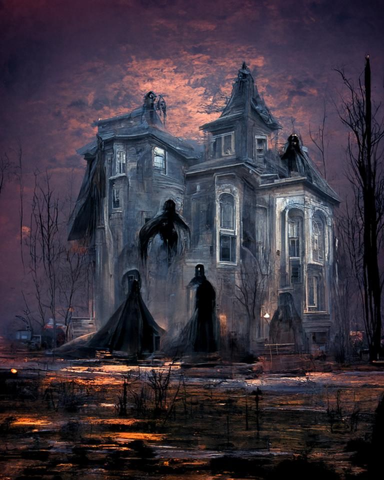 Sinister Haunted Victorian House in Gothic Horror Style