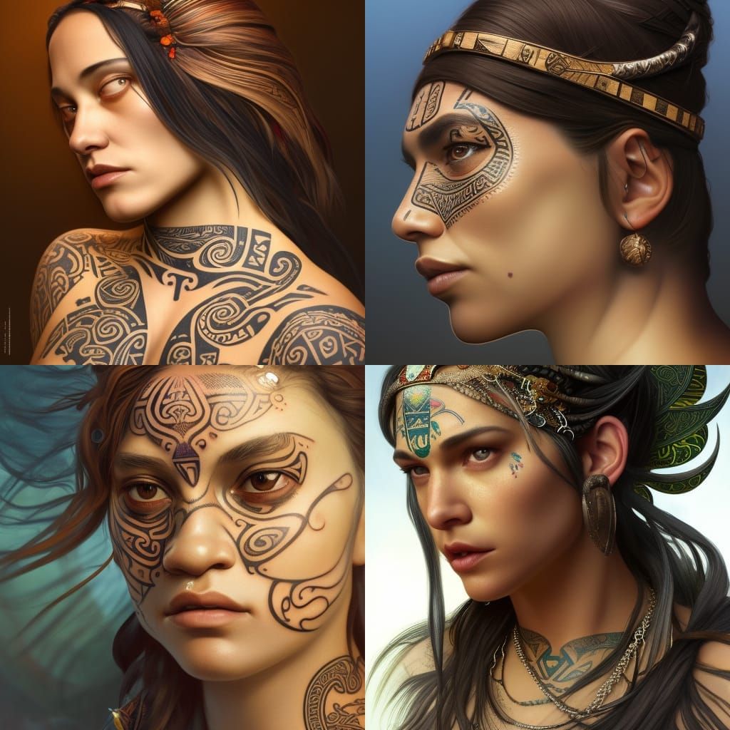 Maori Princess Portrait with Moko Kauae Tattoo