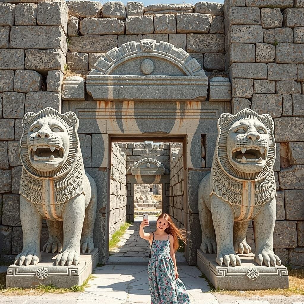 In front of the entrance to Hatussa, ancient capital of the ...
