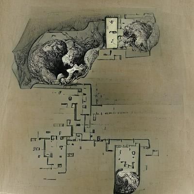 Dungeon Map in Black and White Vector Style