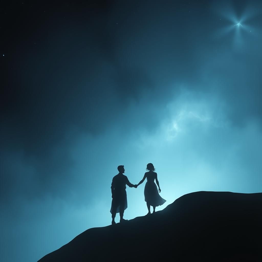 Ethereal Figures Holding Hands in Fantasy Art
