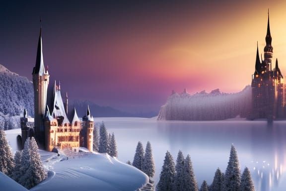Fantasy Castle in an Epic Winterscape