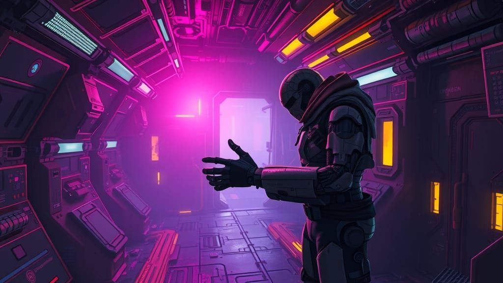 Cyborg's Terror on Derelict Space Station