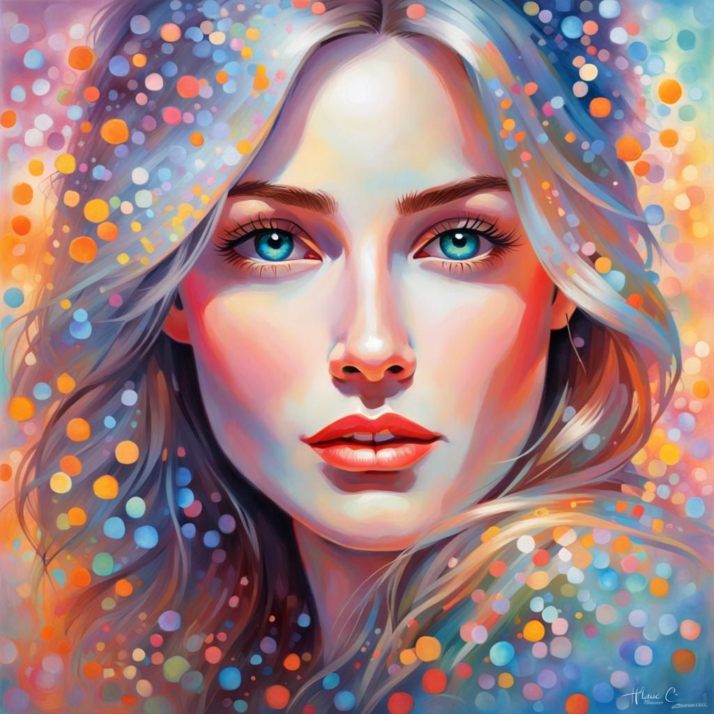 Holographic Woman Portrait in Impressionistic Style