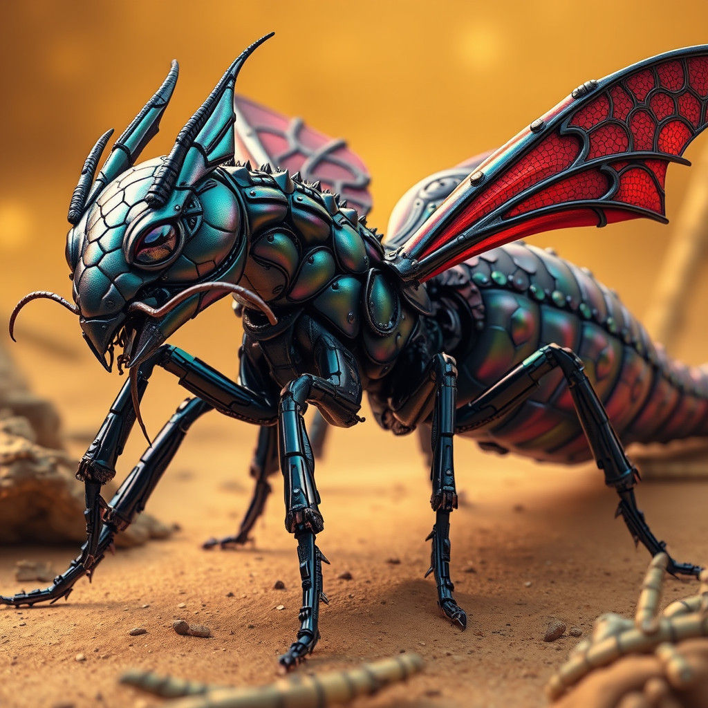 Iridescent Dragon-Ant Chimera in Dreamscape Style