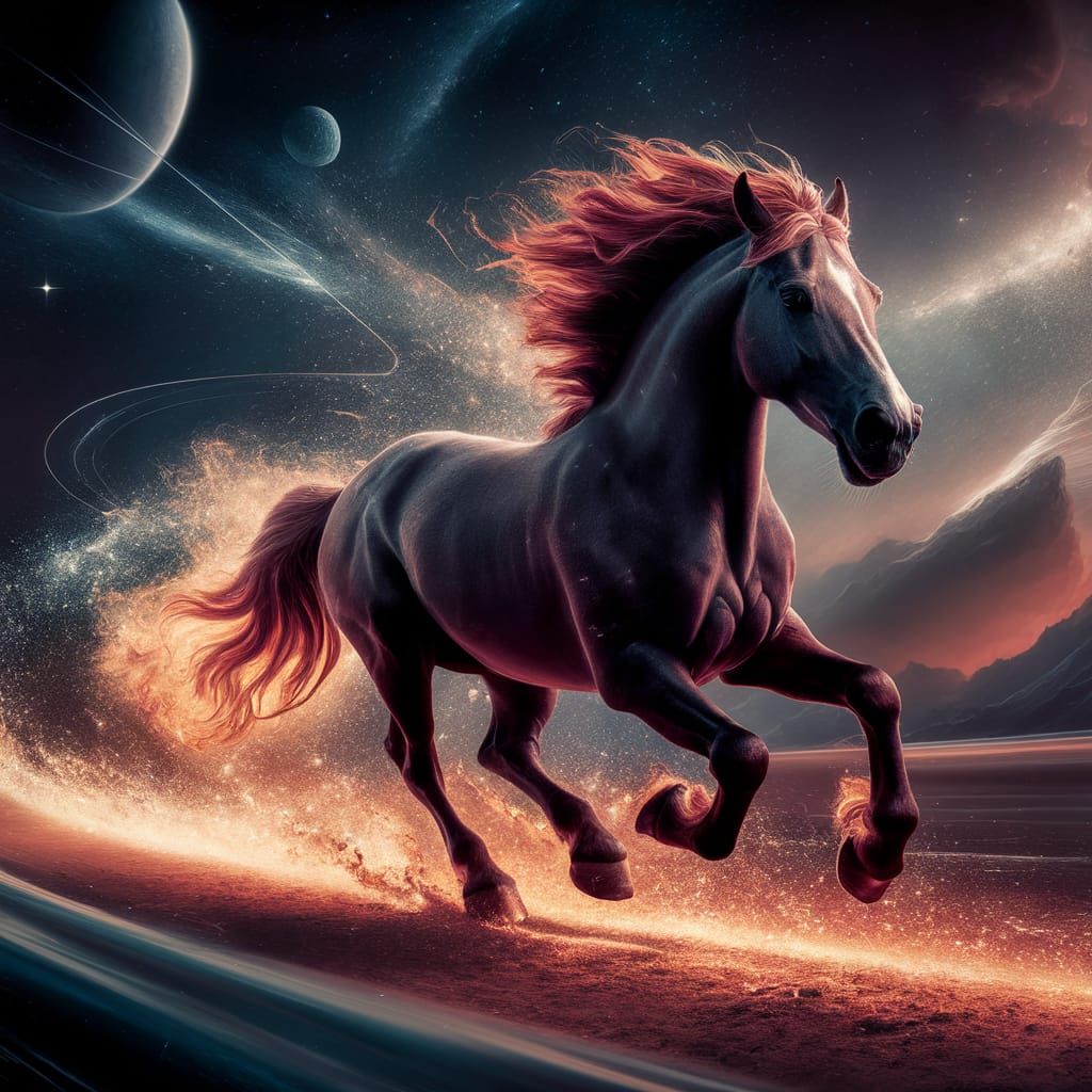 Horse Galloping at Light Speed Through Space