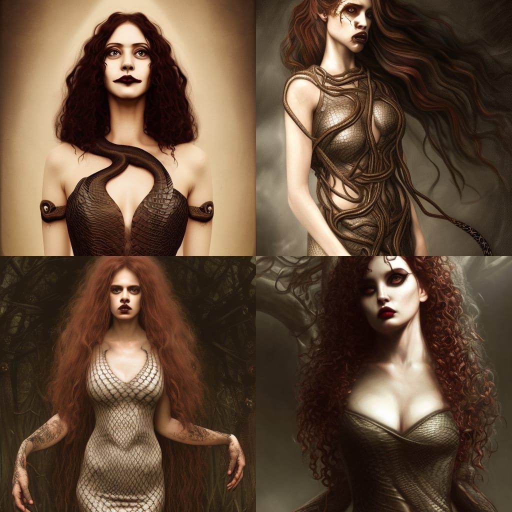 Evil Snake Woman Hybrid in Detailed Matte Painting