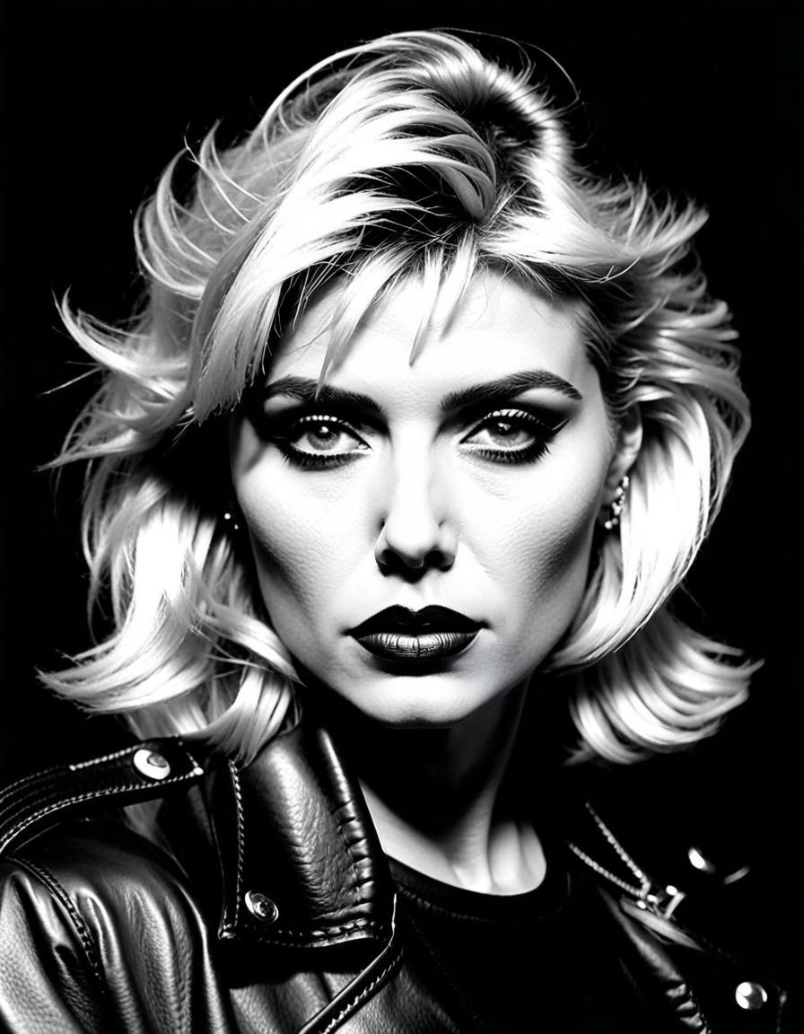 Debbie Harry Portrait in Black and White Charcoal