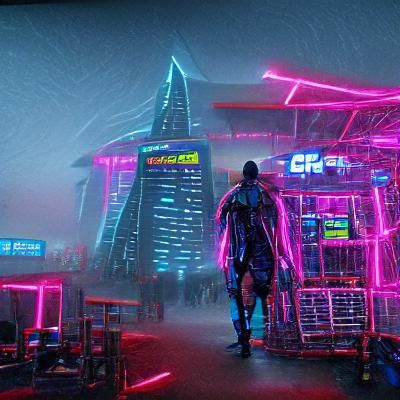 Neon Cyberpunk Cityscape in Futuristic 2099 Style