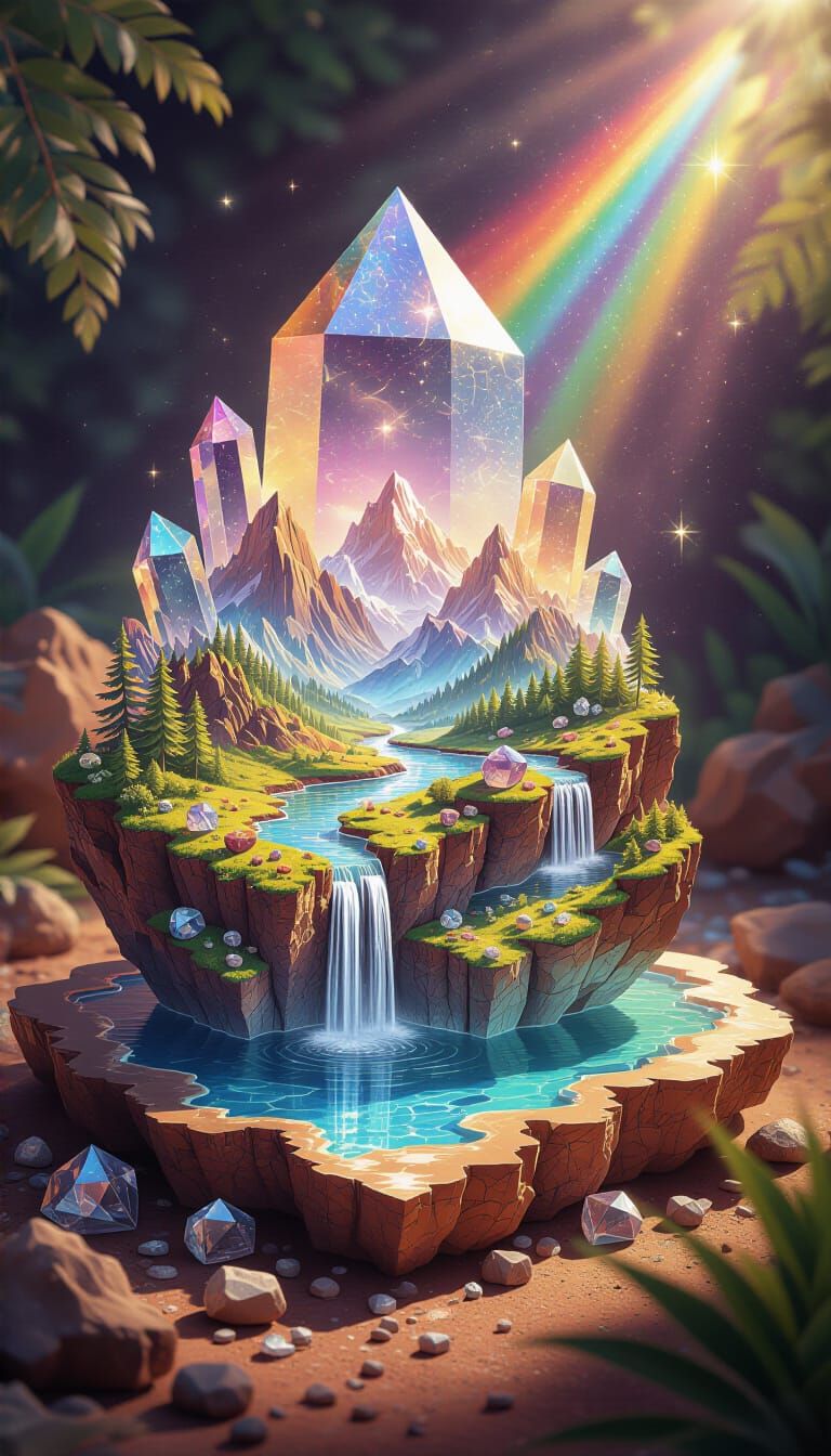 Colorful Isometric Mineral Trove in 3D Digital Art