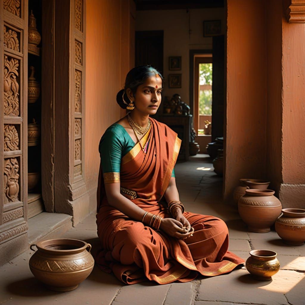 Serene Morning in Traditional Indian Home