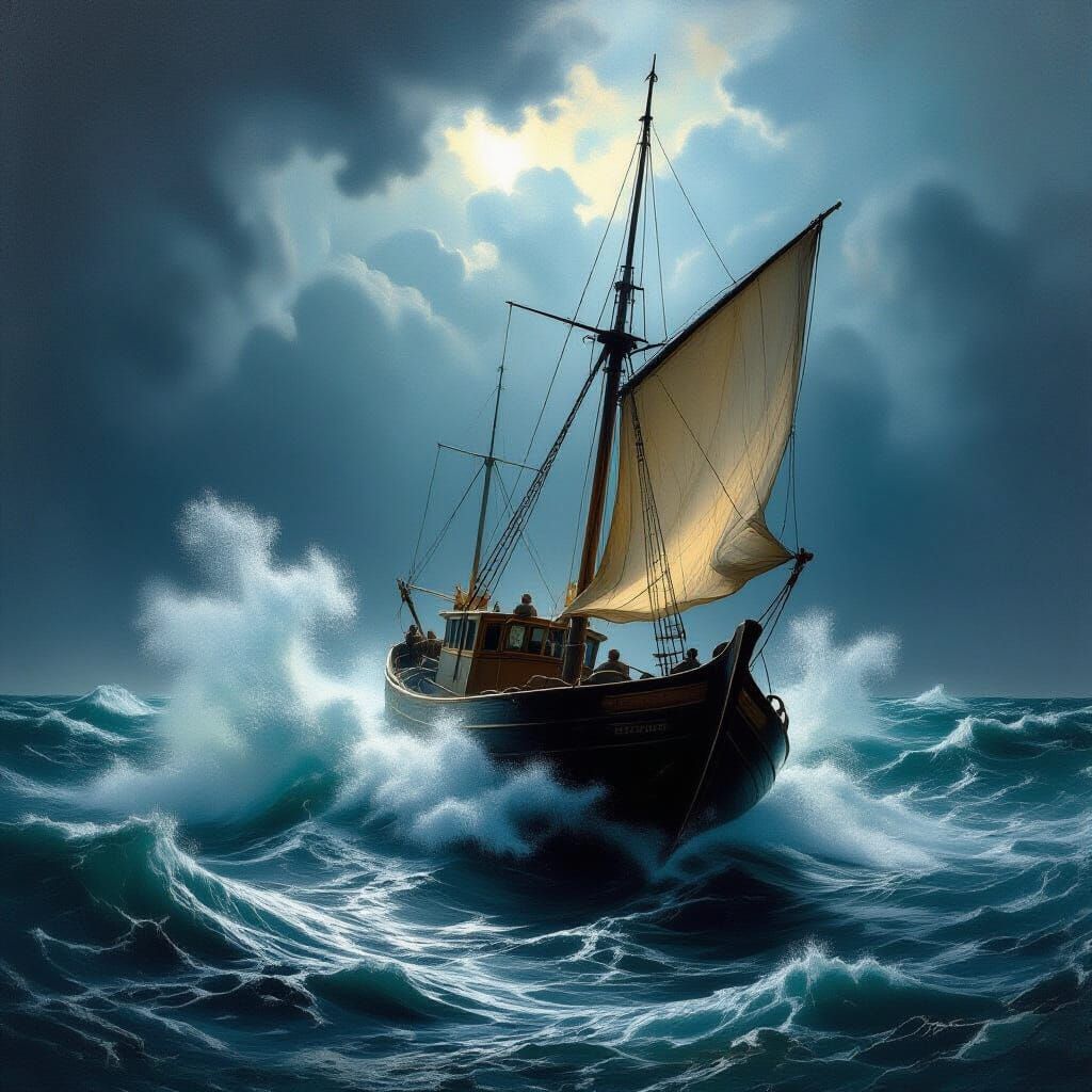 Baroque Fishing Boat in Stormy Seas
