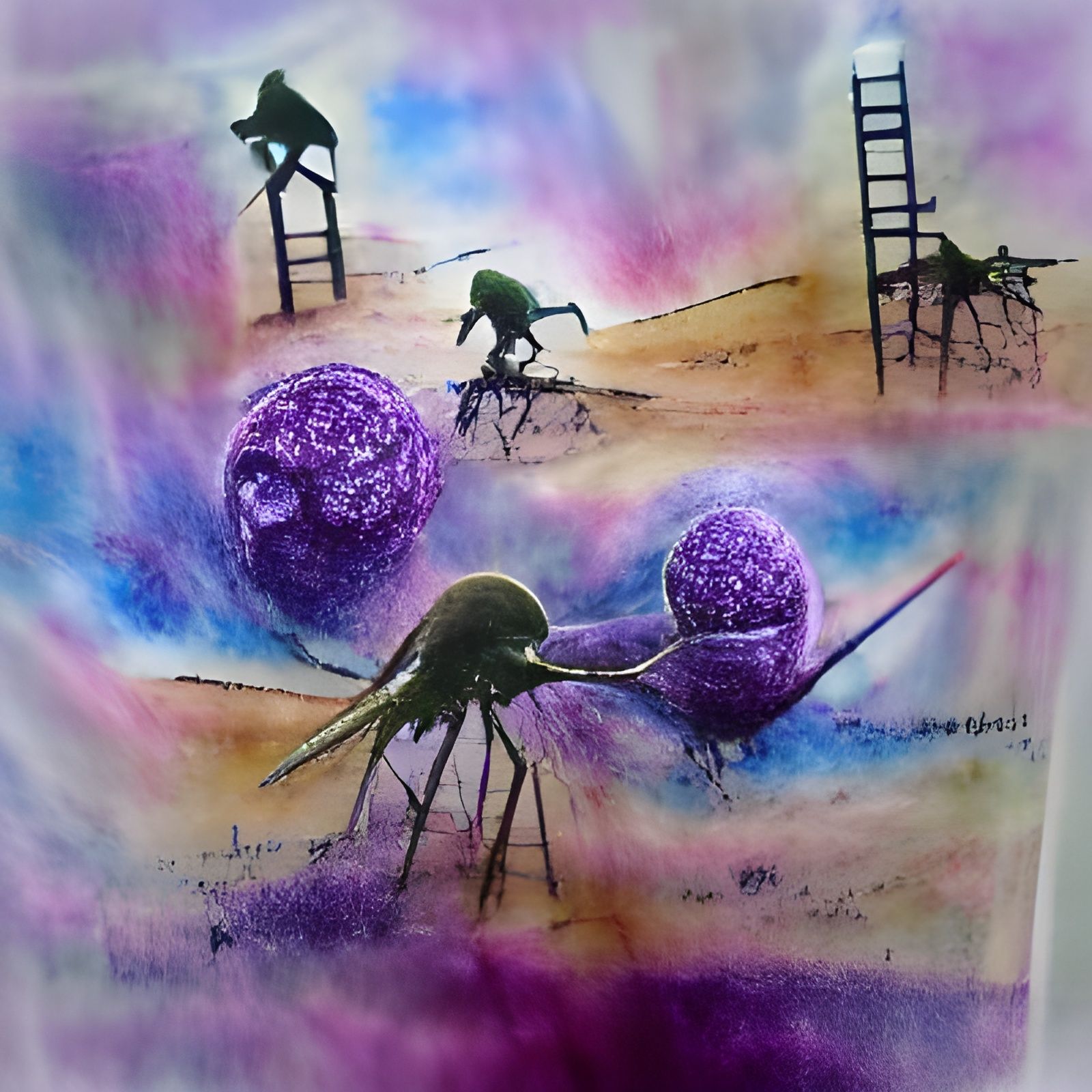 Bacteriophage Assaults Purple Planet: Ink Drawing