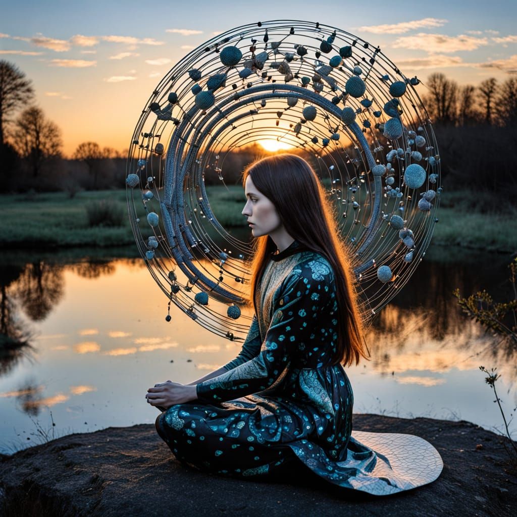 Surreal Fragmented Sculpture in Whirling Spirit, Energy-Line...