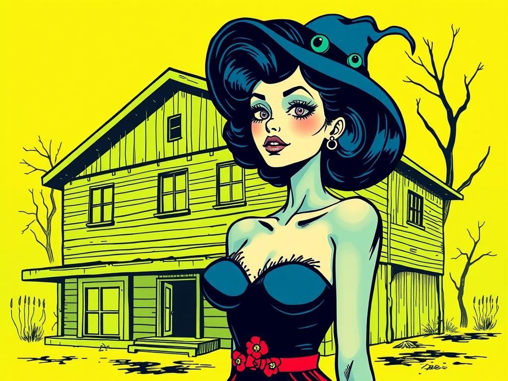 Woman with Architectural Hair in Comic Style