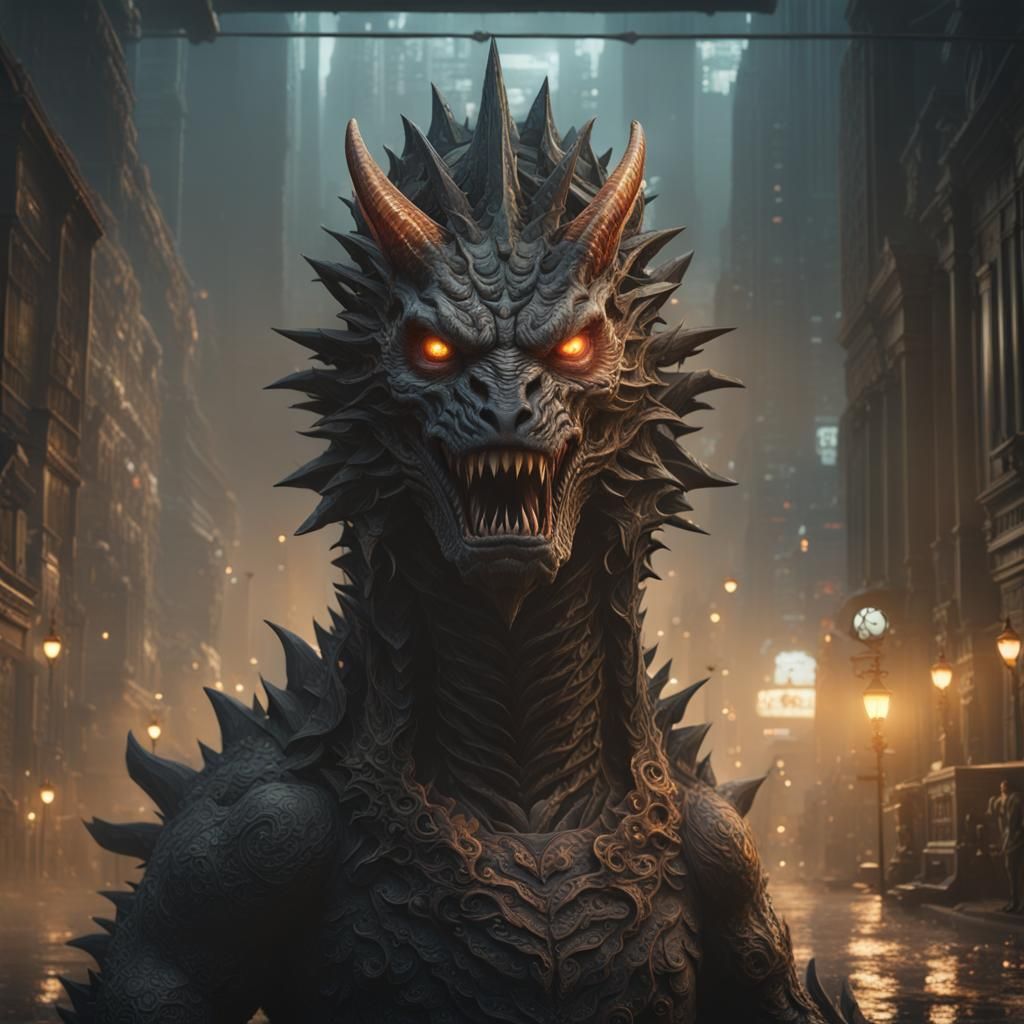 Epic Kaiju Black Hole: Dramatic Digital Art