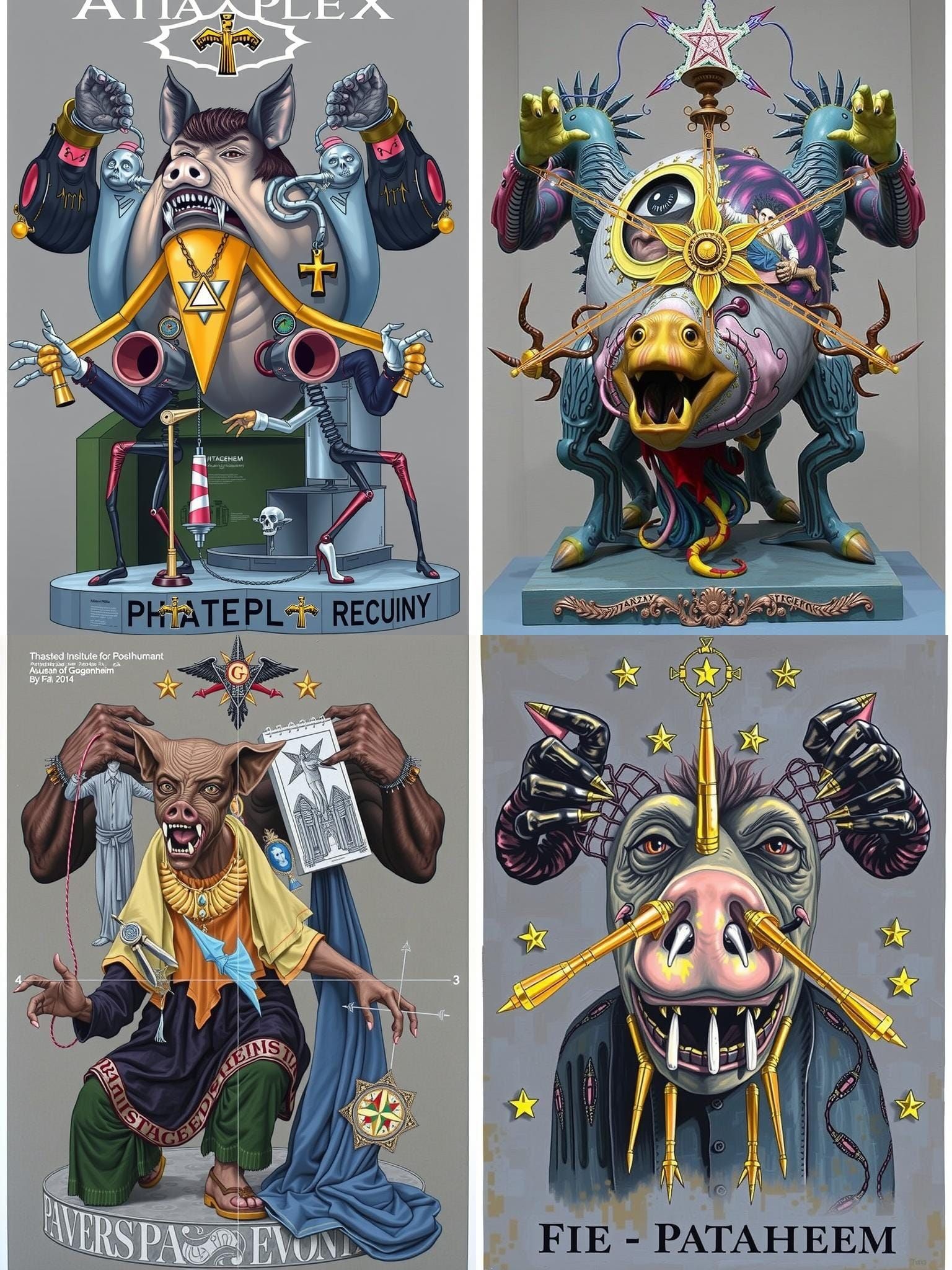 Grotesque Pig-Men in Modern Art Museum