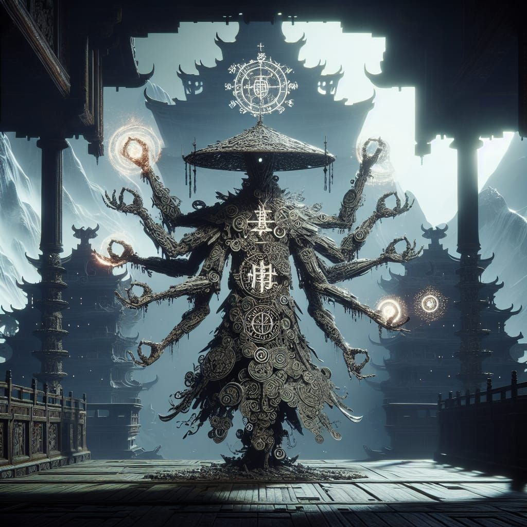 Towering Magical Guardian in Medieval Fantasy Setting