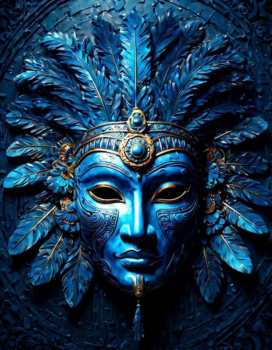 Japanese-Egyptian Fusion Mask in 3D Rendering