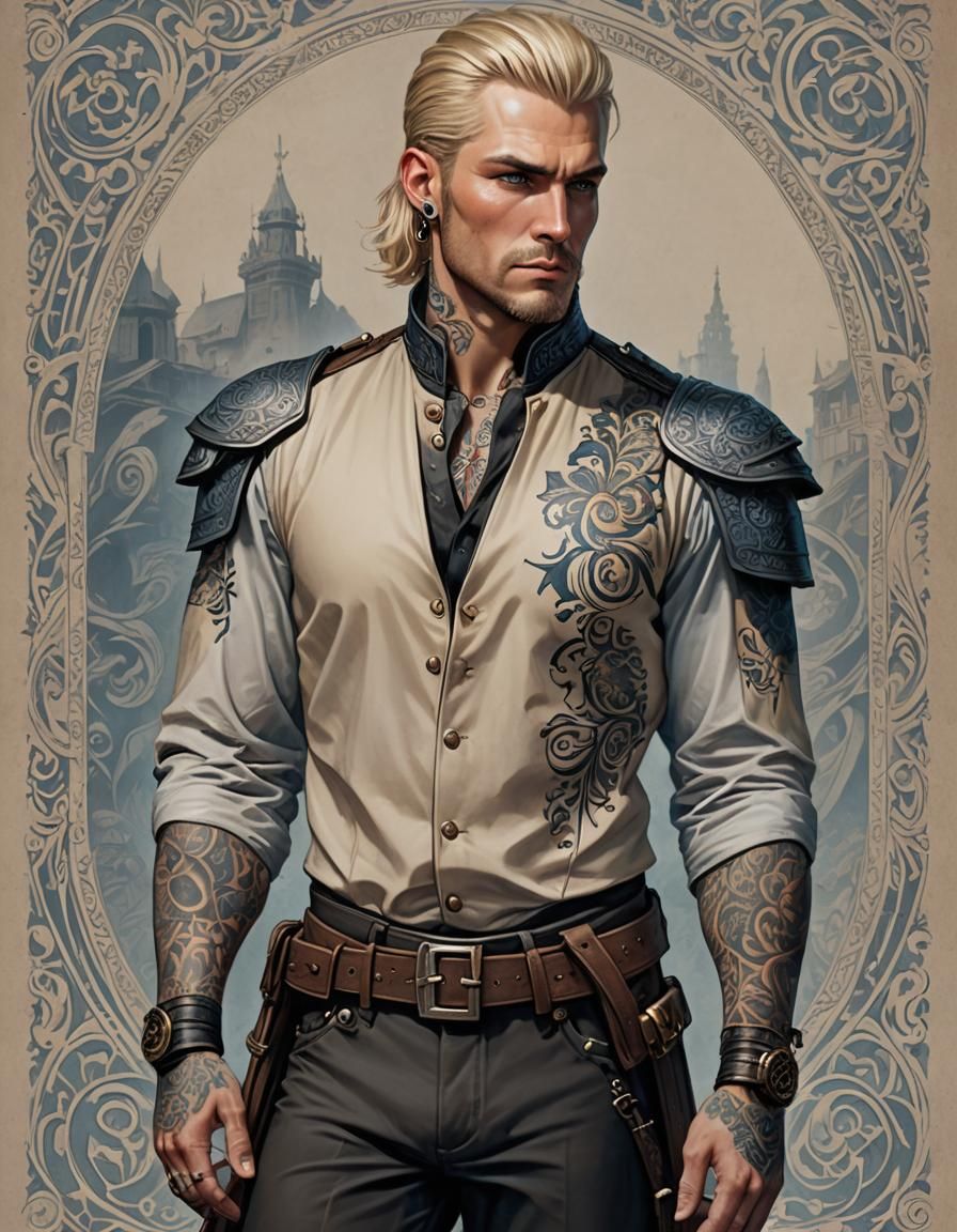 Fantasy Mercenary in Ominous Forest, Detailed Digital Art