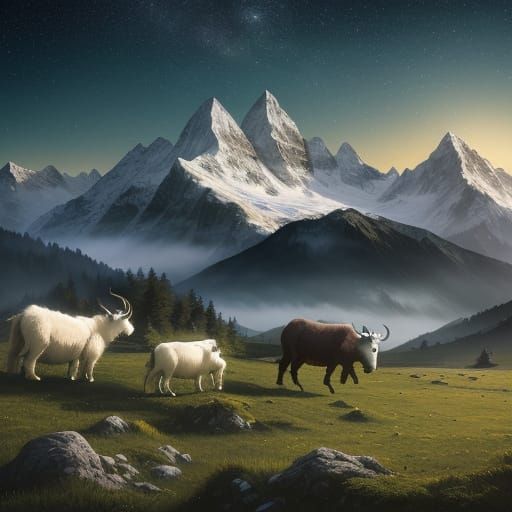 Mountain Goats in Cosmic Alps Valley
