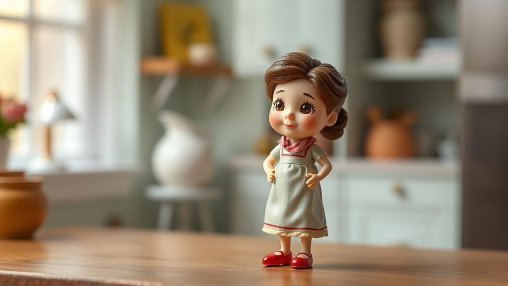 Lifelike Miniature Figurine of a Curvy Housewife