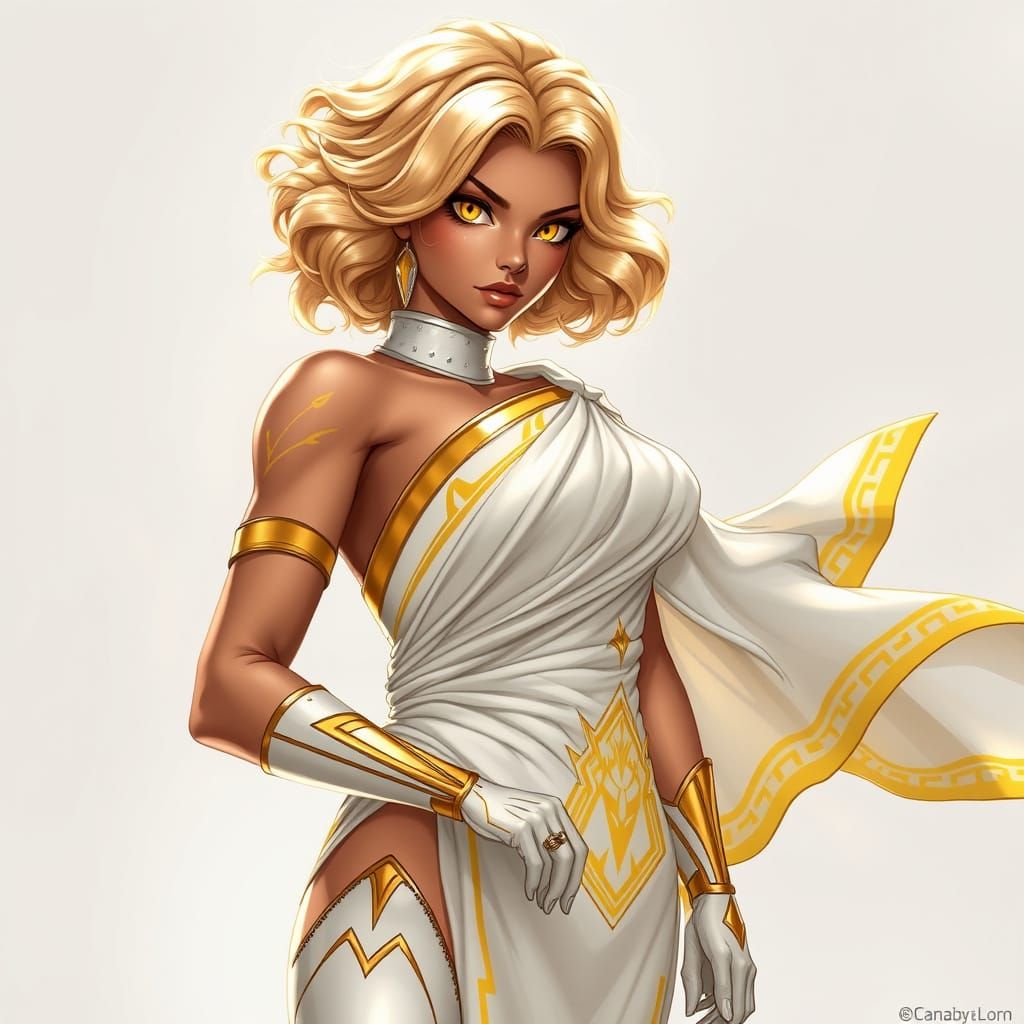 Golden Goddess in Radiant Greek Goddess-Inspired Attire
