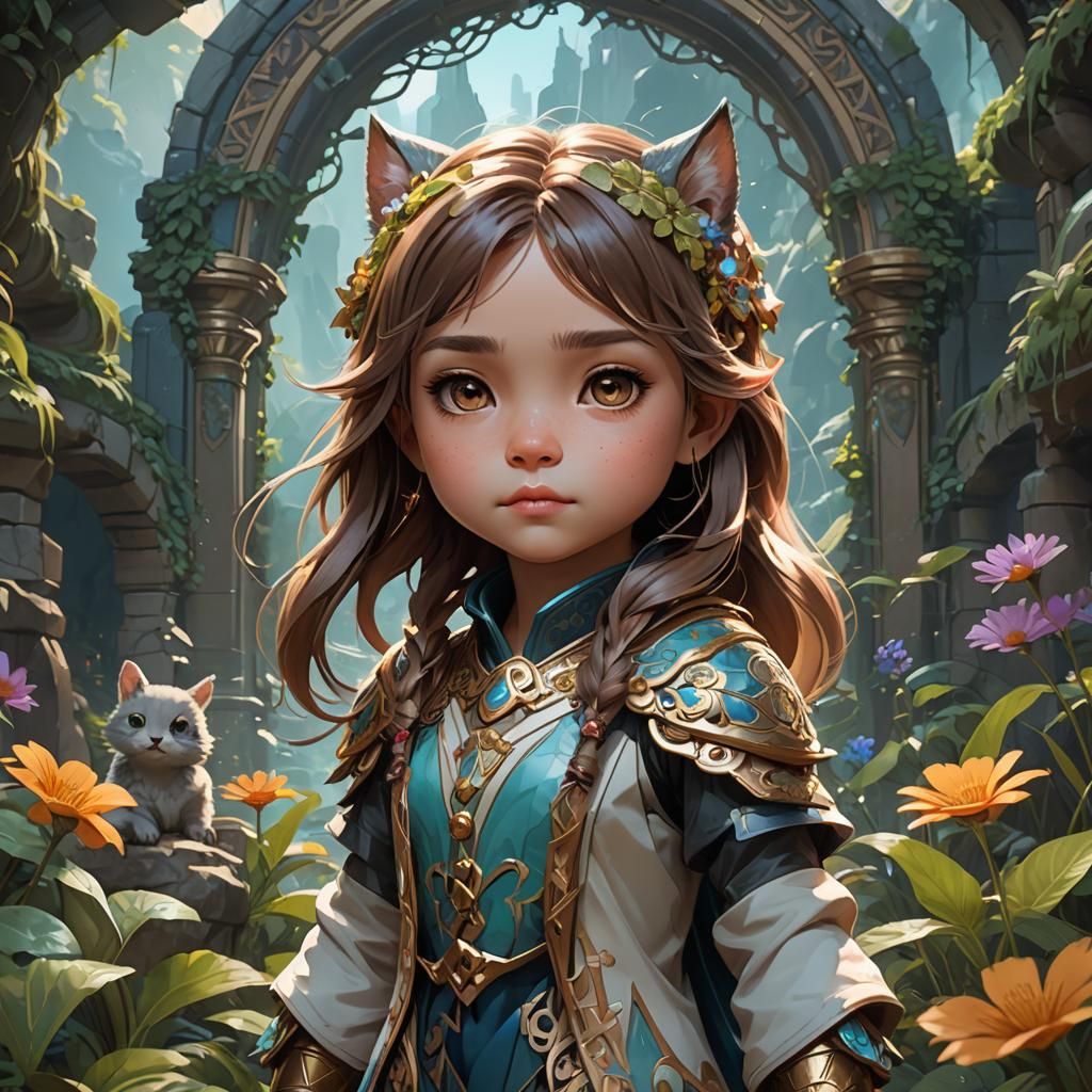 Chibi Animal Portrait in Natural Setting