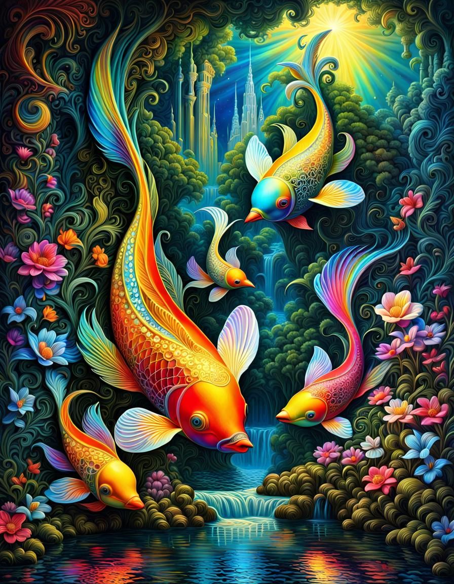 Whimsical Ornate Koi Pond