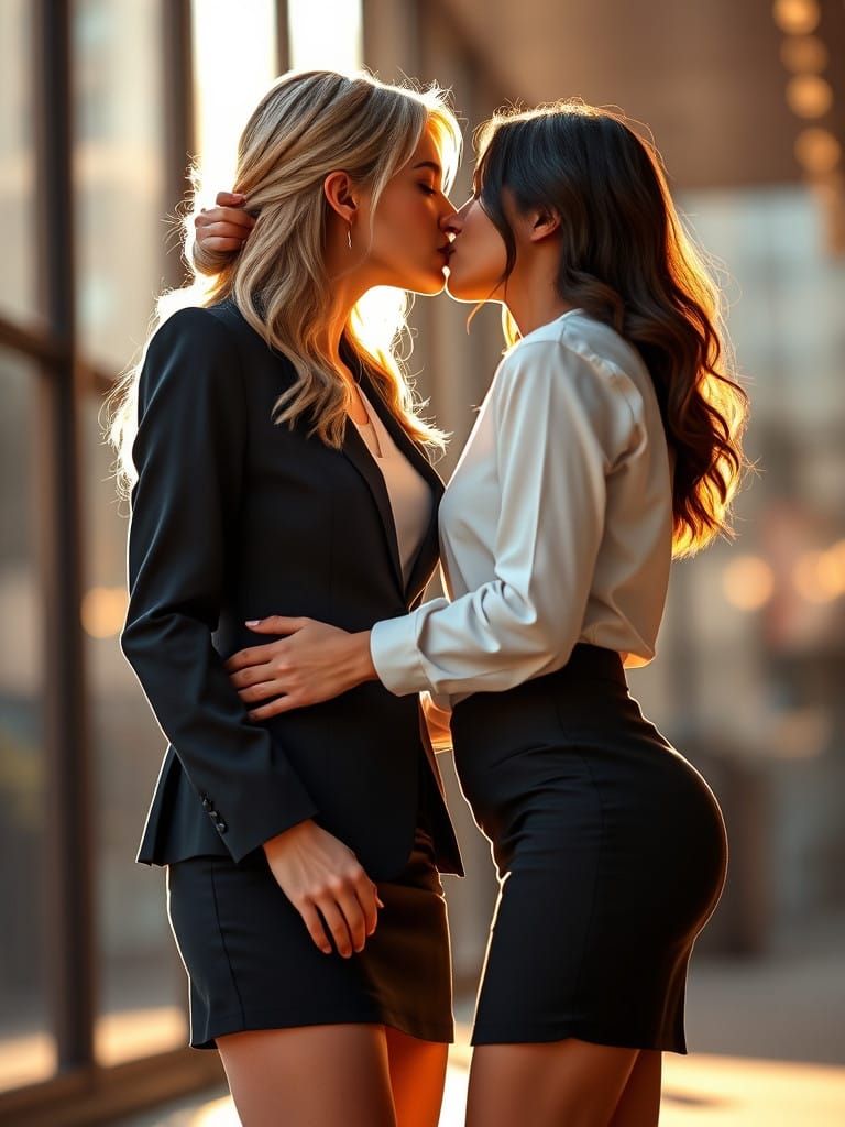 Passionate Embrace in Golden Light