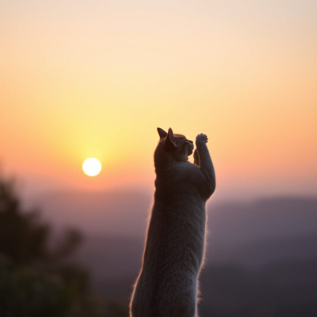 Feline Sunset Gaze