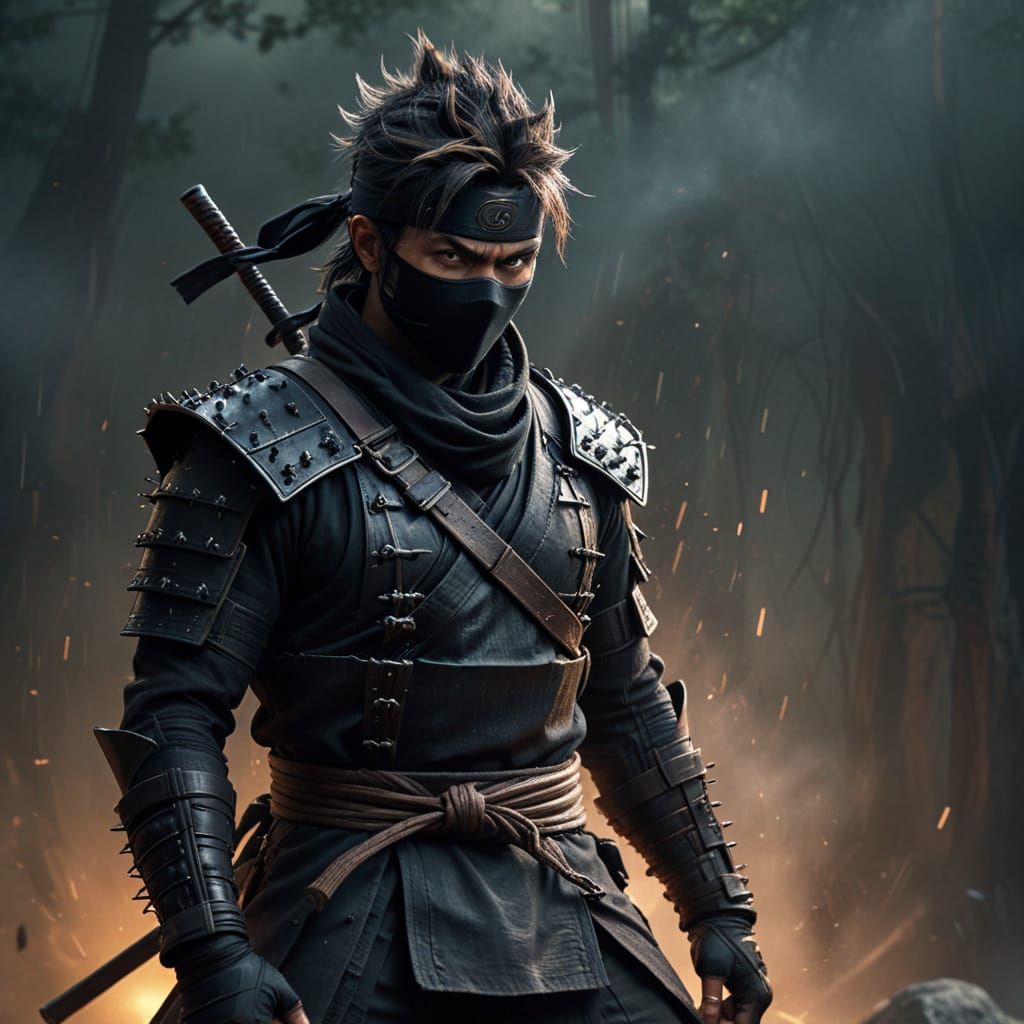 Mysterious Ninja in Moody Landscape