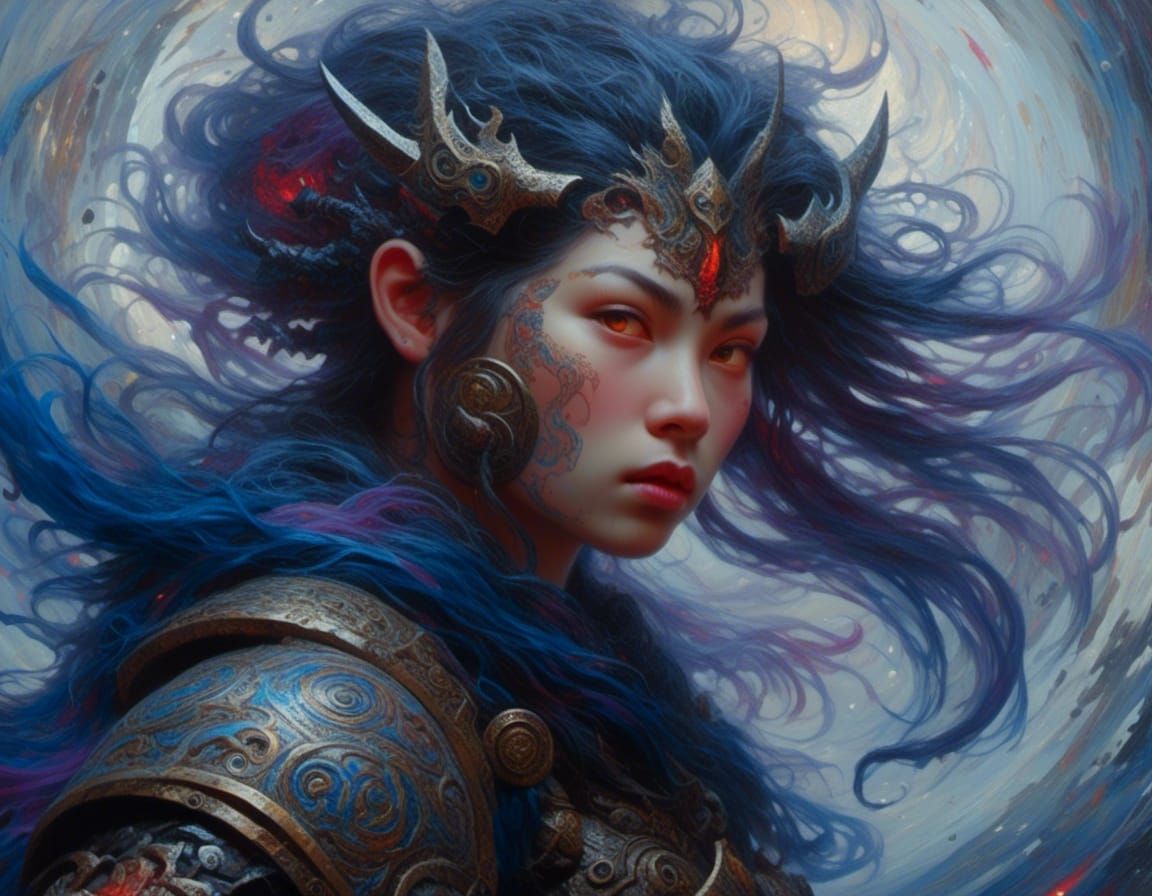 Zerg Queen in Space Armor: Romanticism Oil Painting