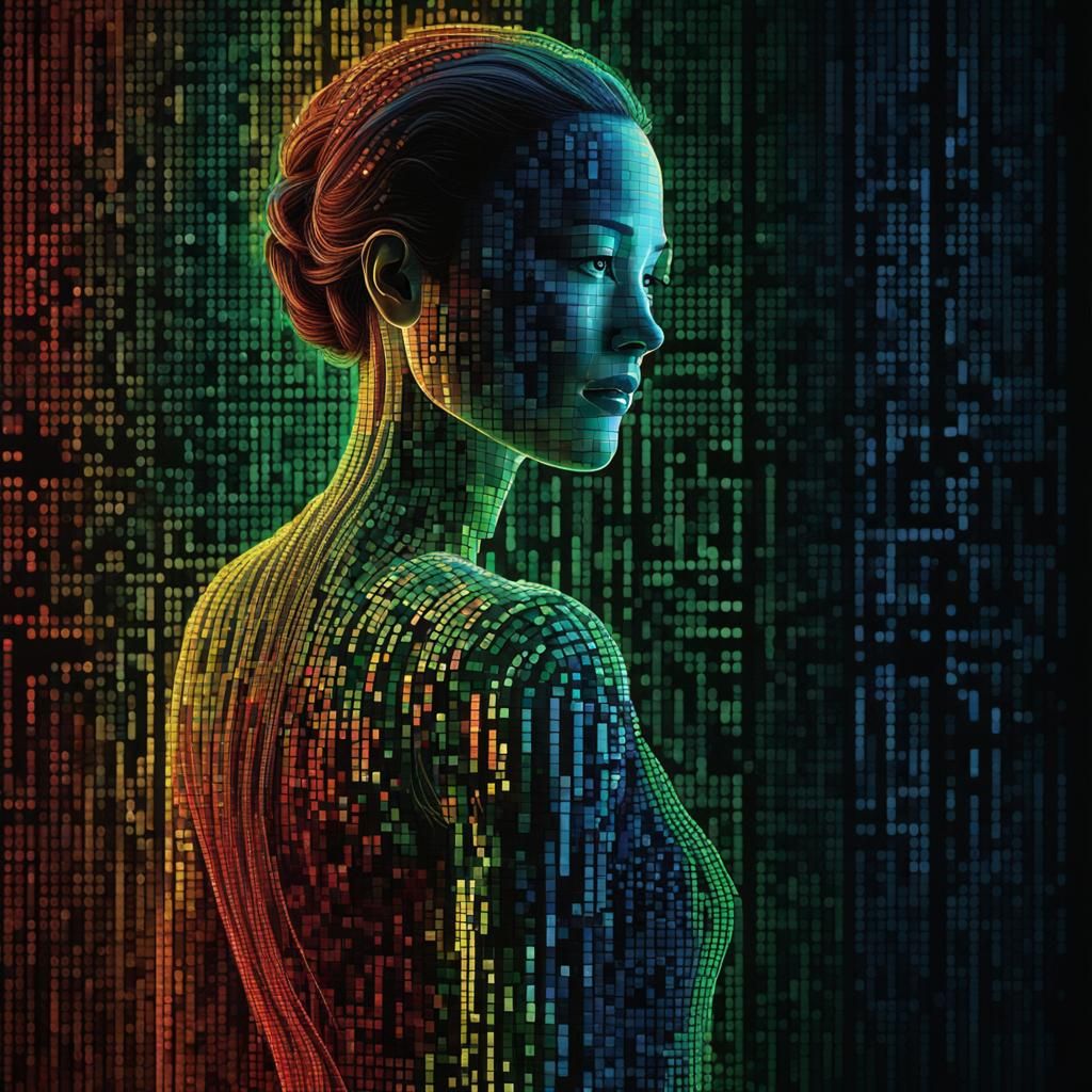 Binary Code Woman Silhouette in 8K Ultra HD