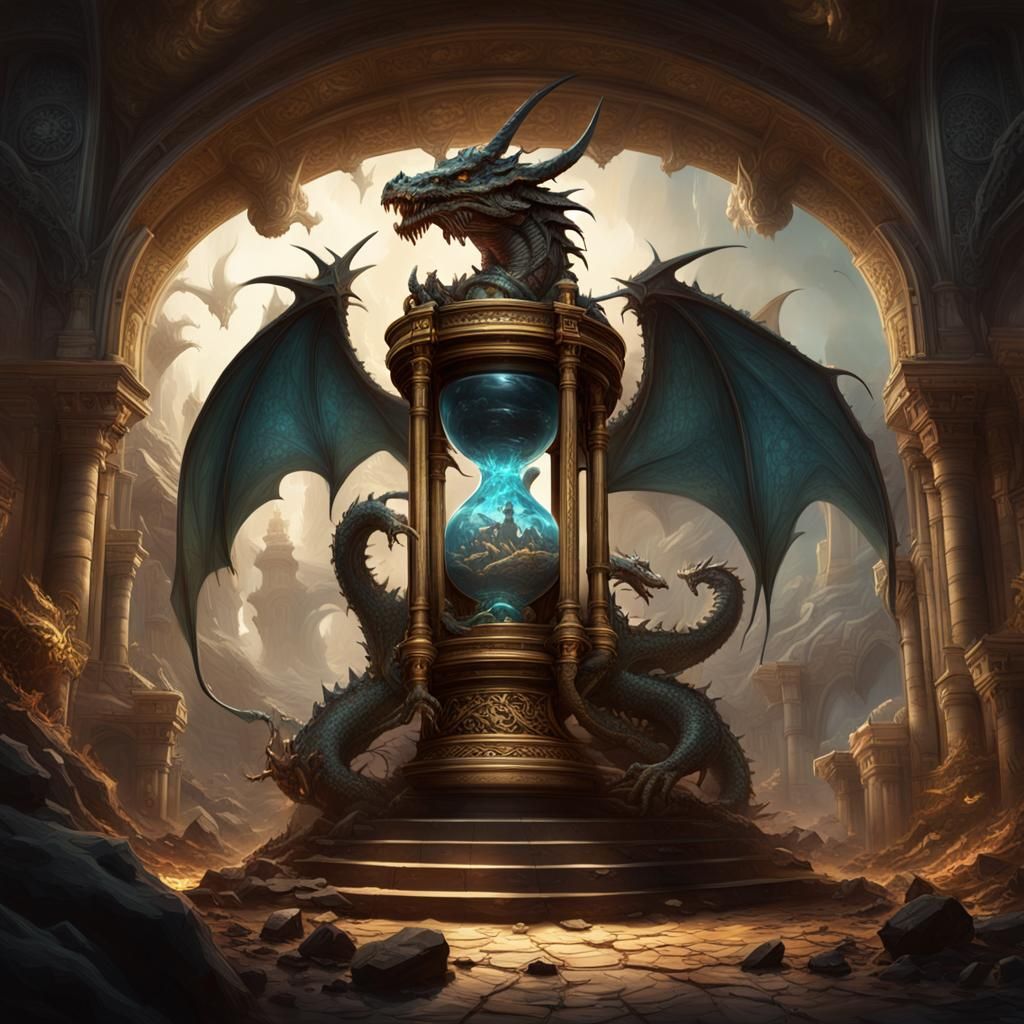 Dragon Hourglass: Dark Fantasy Concept Art