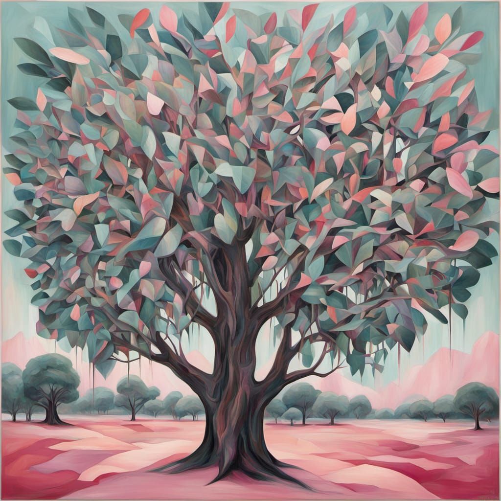 Surreal Cubist Eucalyptus Willow Grove Painting