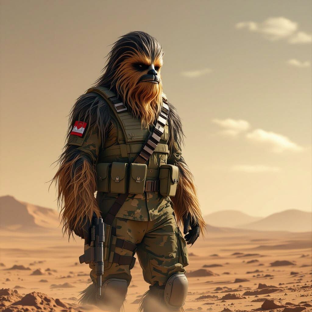 Wookiee in Canadian Military Gear on Alien Plains