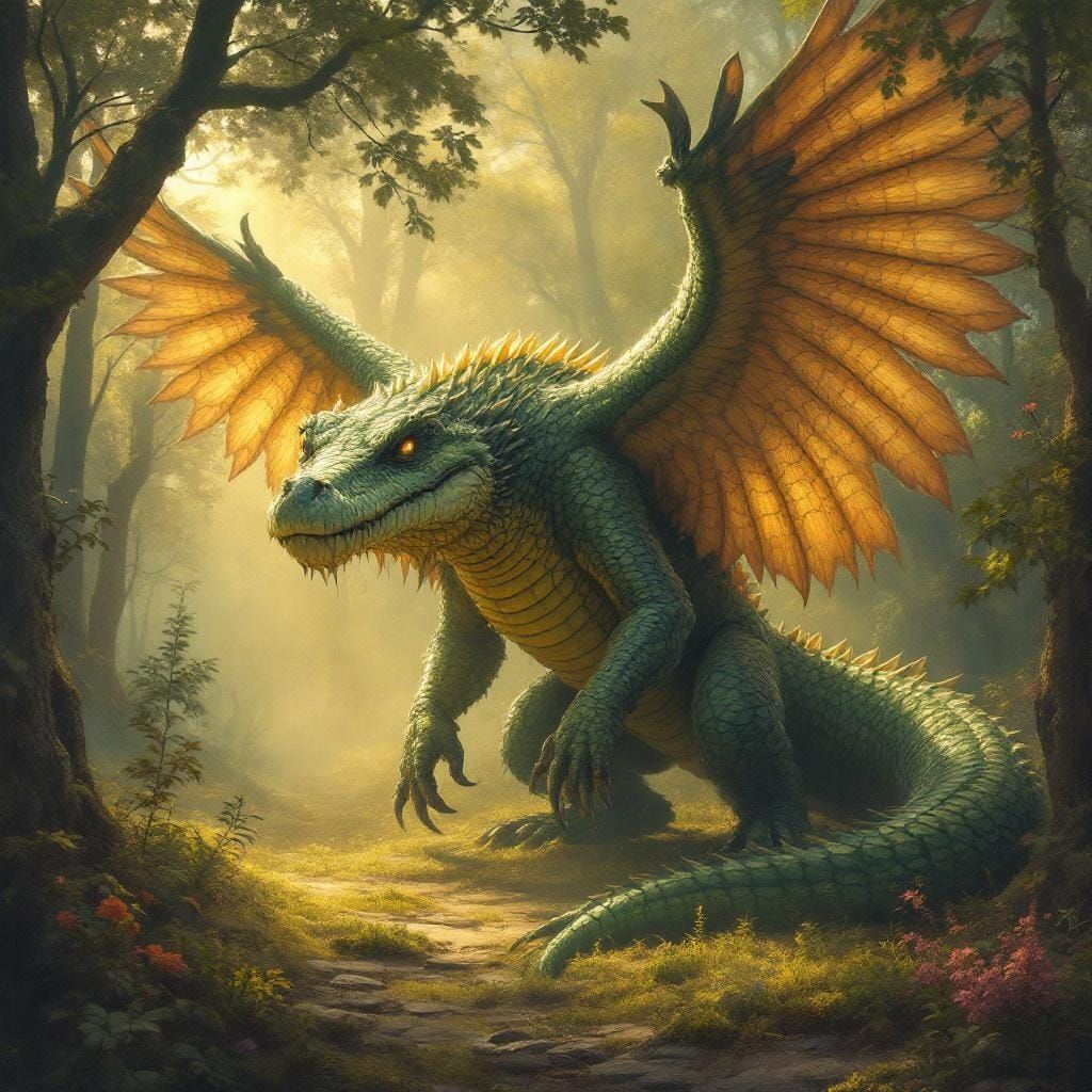 Mystical Hybrid Creature in Ethereal Forest