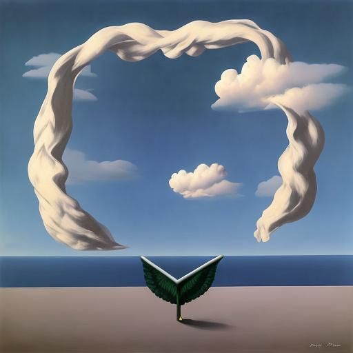 Surreal Scene in Magritte Style