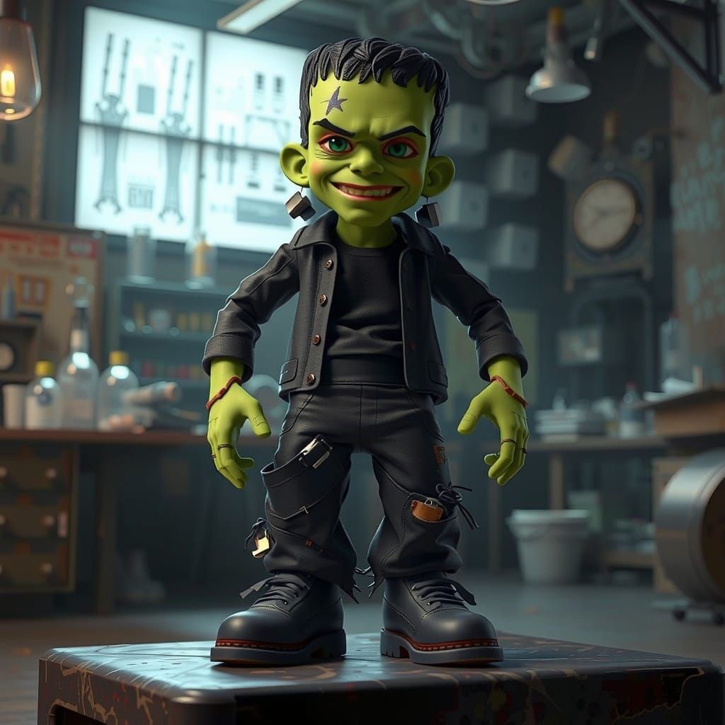 Frankenstein's Monster Doll in Dark Fantasy Art