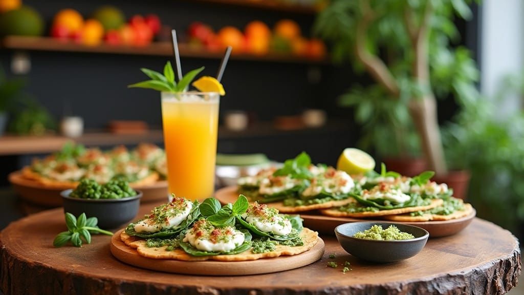 Fresh Flatbread Spread in Coastal Restaurant